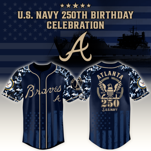 Atlanta Braves x US Navy 250th Birthday Edition 3D Baseball Jersey