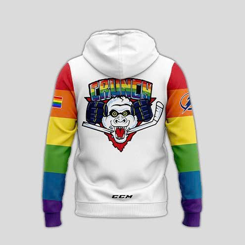 Limited Edition Syracuse Crunch Pride Month Hoodie 2025 White Limited Edition Syracuse Crunch Pride Month Hoodie 2025 White