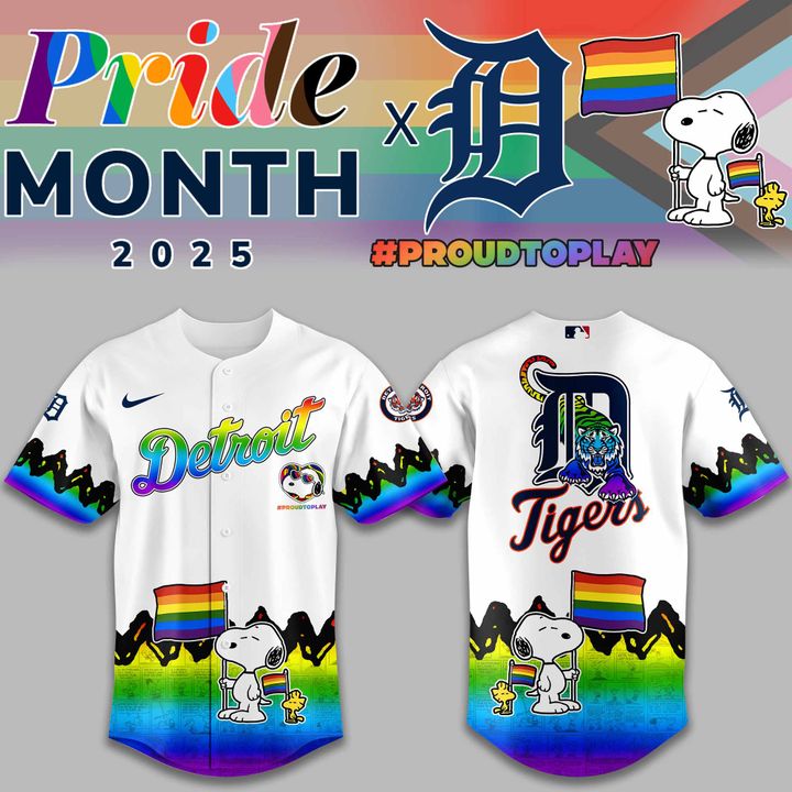 2025 Limited Edition Detroit Tigers x Peanuts x Pride Month Graphic Jersey 2025 Limited Edition Detroit Tigers x Peanuts x Pride Month Graphic Jersey