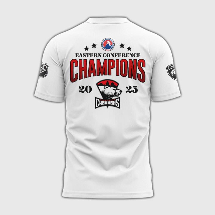 Charlotte Checkers Eastern Conference Champions 2025 Special White Tee Charlotte Checkers Eastern Conference Champions 2025 Special White Tee