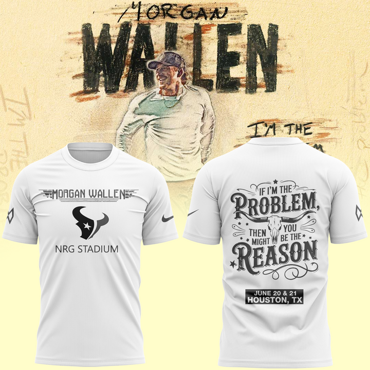 Houston Texans x Morgan Wallen Tour 2025 Special White Tee Houston Texans x Morgan Wallen Tour 2025 Special White Tee