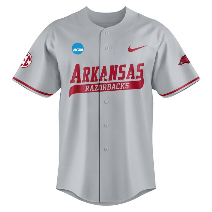 Arkansas Razorbacks Baseball 'OMAHOGS' Super Regional Champions 2025 Baseball Jersey Arkansas Razorbacks Baseball 'OMAHOGS' Super Regional Champions 2025 Baseball Jersey