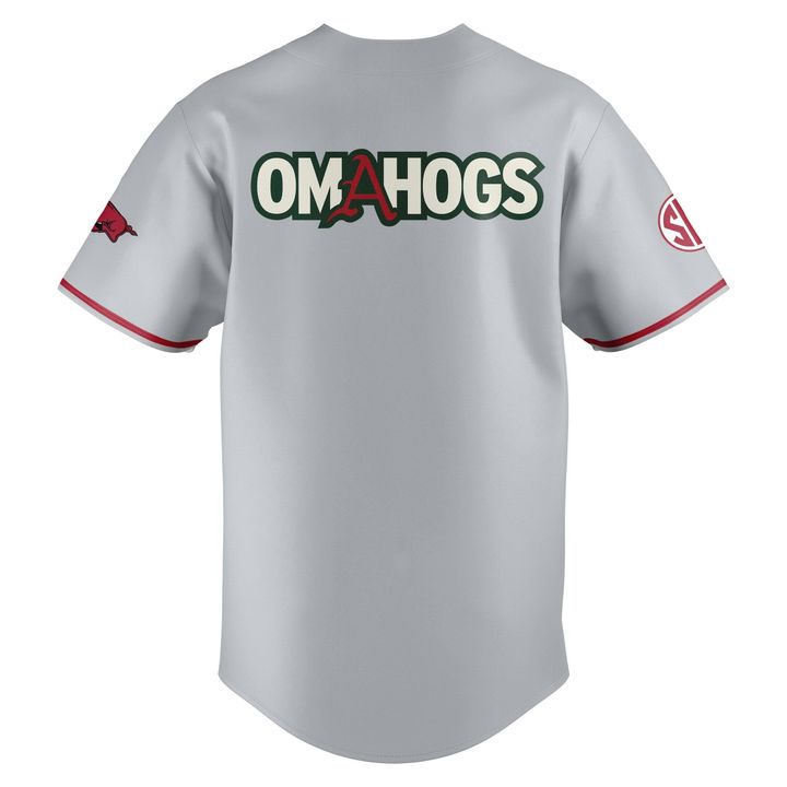 Arkansas Razorbacks Baseball 'OMAHOGS' Super Regional Champions 2025 Baseball Jersey Arkansas Razorbacks Baseball 'OMAHOGS' Super Regional Champions 2025 Baseball Jersey