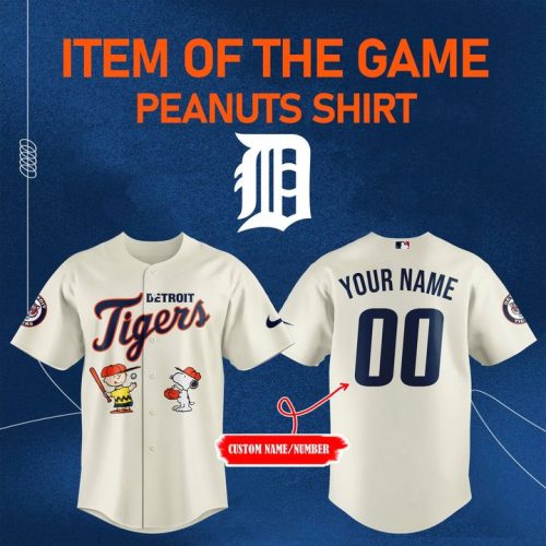 Detroit Tigers x Peanuts Personalized Baseball Jersey