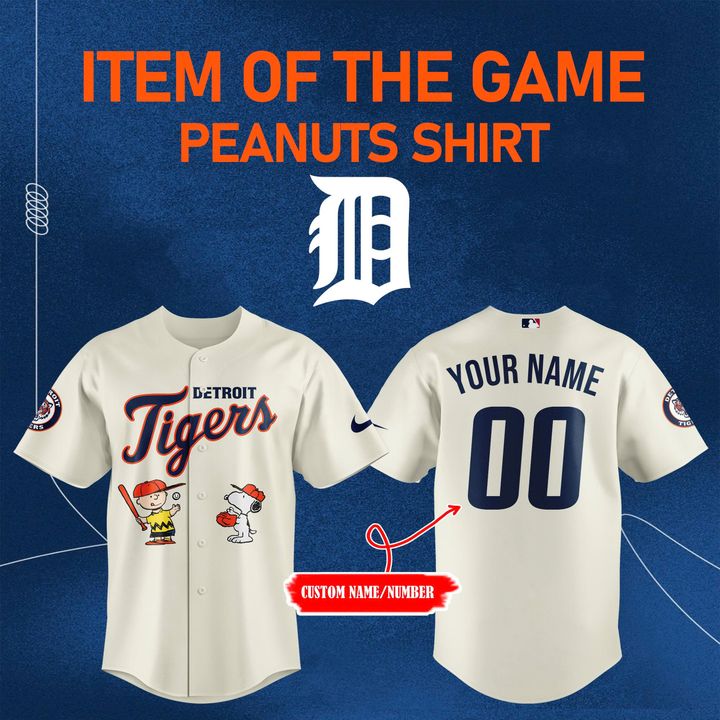 Detroit Tigers x Peanuts Personalized Baseball Jersey Detroit Tigers x Peanuts Personalized Baseball Jersey