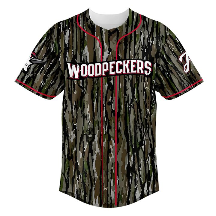 Fayetteville Woodpeckers Camouflage Uniform Baseball Jersey Fayetteville Woodpeckers Camouflage Uniform Baseball Jersey