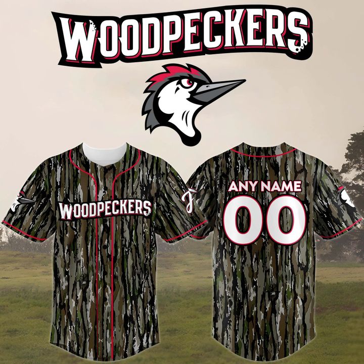 Fayetteville Woodpeckers Camouflage Uniform Baseball Jersey Fayetteville Woodpeckers Camouflage Uniform Baseball Jersey