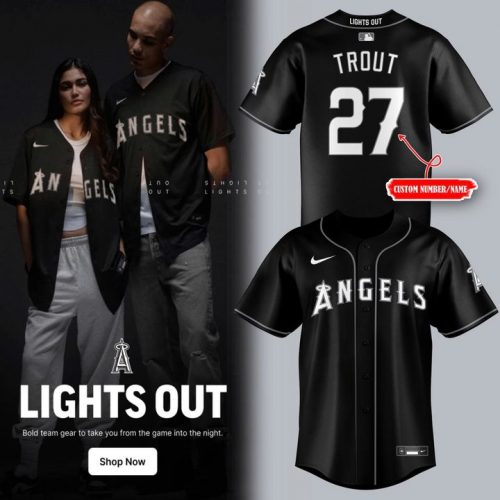 Los Angeles Angels Black Lights Out Custom Jersey