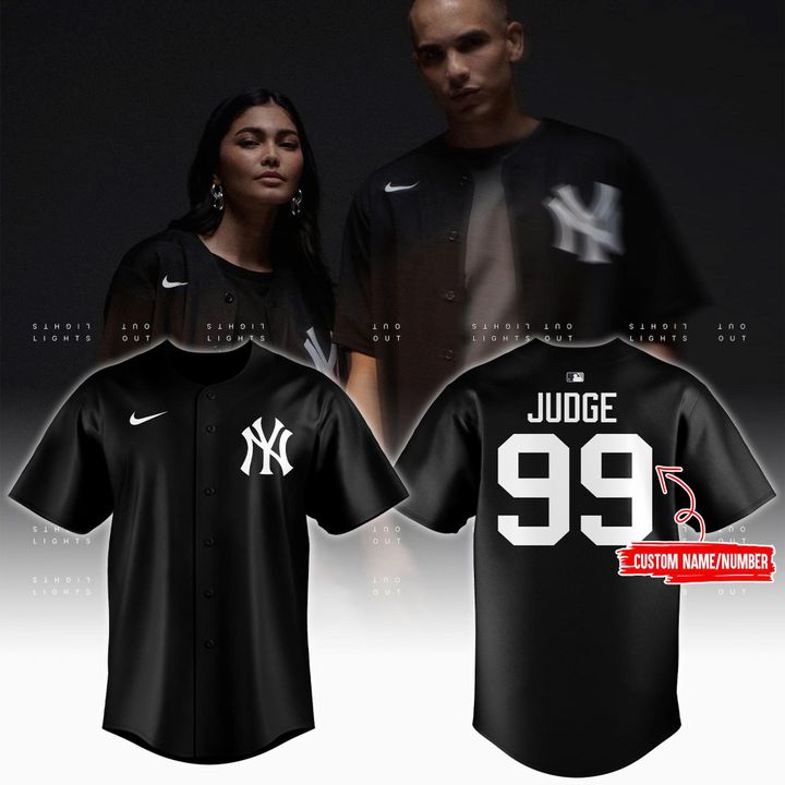 New York Yankees Aaron Judge Black Lights Out Replica Player Jersey New York Yankees Aaron Judge Black Lights Out Replica Player Jersey