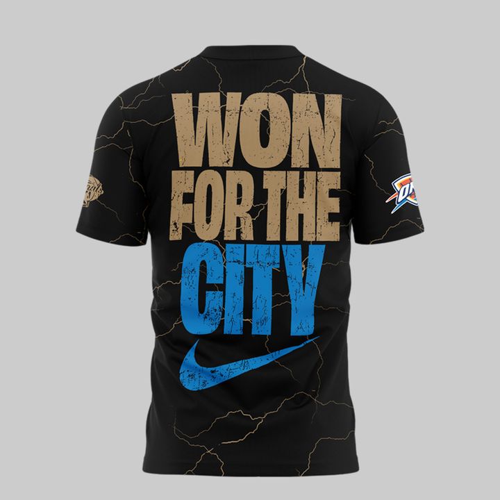 Oklahoma City Thunder NBA Champions "Won For The City" 2025 Black Tee Oklahoma City Thunder NBA Champions "Won For The City" 2025 Black Tee