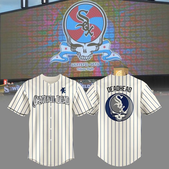Chicago White Sox x Grateful Dead Tribute Night Stripes Baseball Jersey Chicago White Sox x Grateful Dead Tribute Night Stripes Baseball Jersey