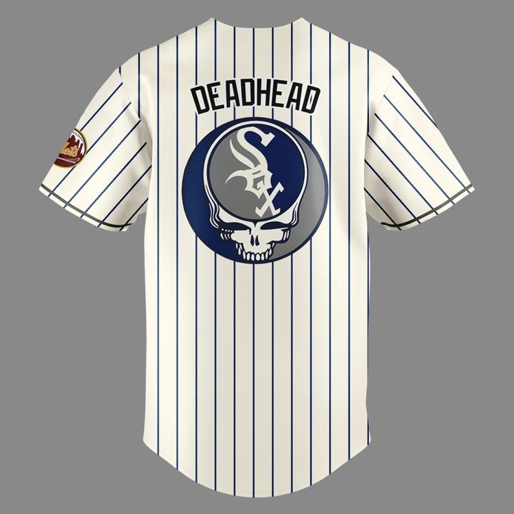 Chicago White Sox x Grateful Dead Tribute Night Stripes Baseball Jersey Chicago White Sox x Grateful Dead Tribute Night Stripes Baseball Jersey
