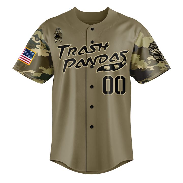 City Trash Pandas Military Appreciation Night 2025 Camo Baseball Jersey City Trash Pandas Military Appreciation Night 2025 Camo Baseball Jersey