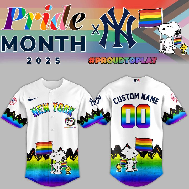 2025 Limited Edition New York Yankees x Peanuts x Pride Month Personalized Jersey 2025 Limited Edition New York Yankees x Peanuts x Pride Month Personalized Jersey