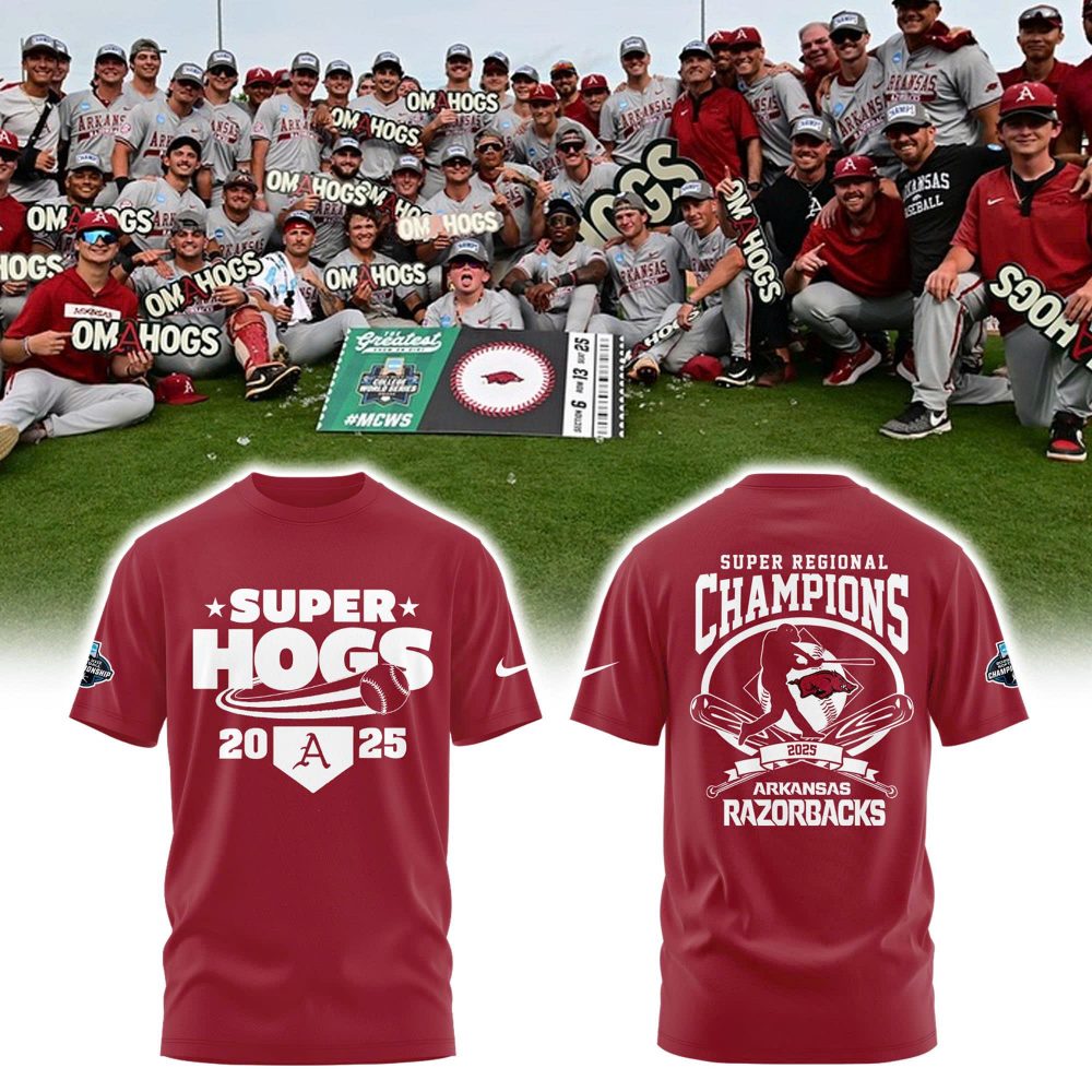 Arkansas Razorbacks Baseball ‘SUPERHOGS’ Regional Champions 2025 Tee