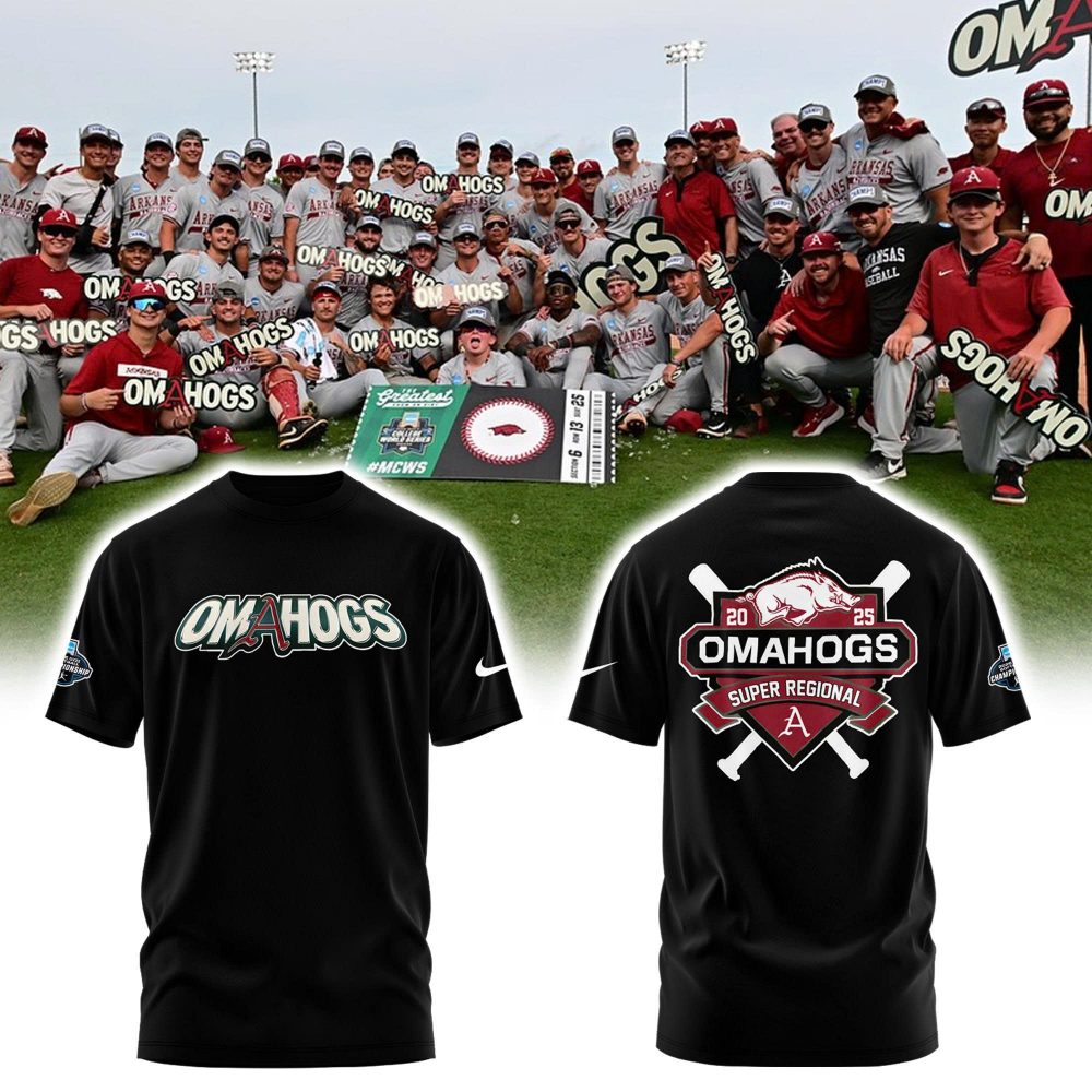Arkansas Razorbacks Baseball ‘OMAHOGS’ Super Regional Champions 2025 Tee