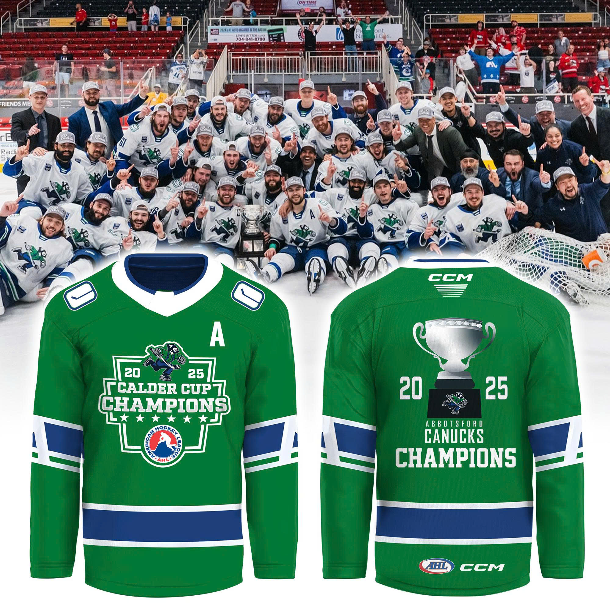 Abbotsford Canucks 2025 Calder Cup Champions Special Hockey Jersey Abbotsford Canucks 2025 Calder Cup Champions Special Hockey Jersey