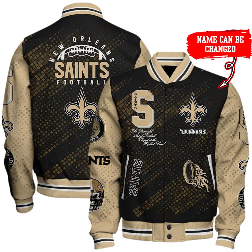 Nfl New Orleans Saints Baseball Jacket Button Down