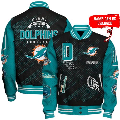 Nfl Miami Dolphins Baseball Jacket Button Down