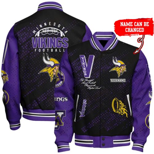 Nfl Minnesota Vikings Baseball Jacket Button Down