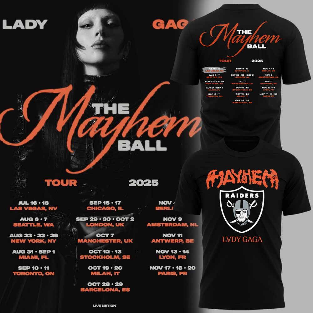 Lady Gaga x Las Vegas Raiders The Mayhem Ball Tour 2025 Shirt