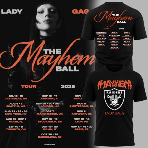 Lady Gaga x Las Vegas Raiders The Mayhem Ball Tour 2025 Shirt