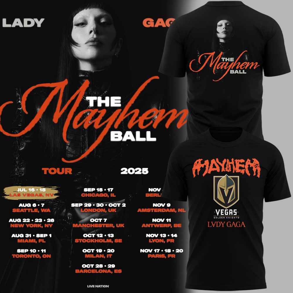 Vegas Golden Knights x Lady Gaga The Mayhem Ball Tour 2025 Special Tee