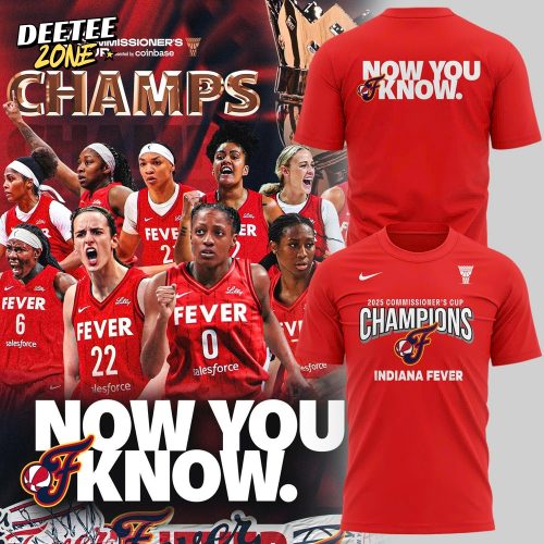 Indiana Fever 2025 WNBA Commissioner’s Cup Champions “Now You Know” Special Red Tee