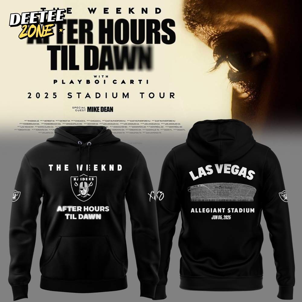 Las Vegas Raiders x The Weeknd "After Hours Til Dawn" 2025 Tour Special Black Hoodie Las Vegas Raiders x The Weeknd "After Hours Til Dawn" 2025 Tour Special Black Hoodie