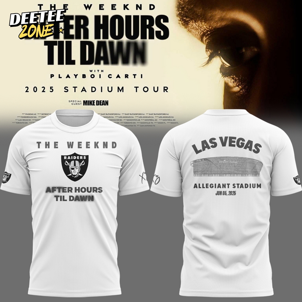 Las Vegas Raiders x The Weeknd "After Hours Til Dawn" 2025 Tour Special White Tee Las Vegas Raiders x The Weeknd "After Hours Til Dawn" 2025 Tour Special White Tee