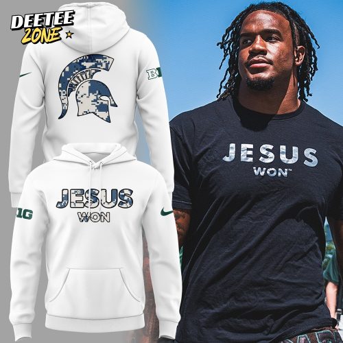 Michigan State Spartans x JESUS WON 2025 Special Hoodie – White