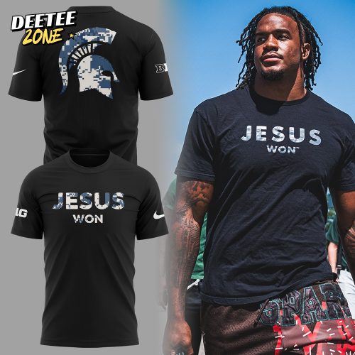 Michigan State Spartans x JESUS WON 2025 Special Tee – Black