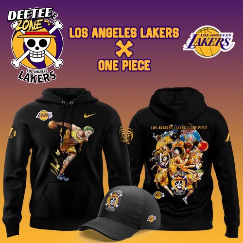 NBA Los Angeles Lakers Hoodie Set Custom Roronoa Zoro One Piece Black
