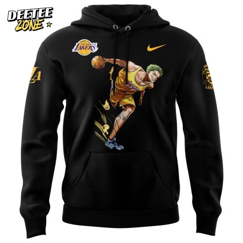 NBA Los Angeles Lakers Hoodie Set Custom Roronoa Zoro One Piece Black
