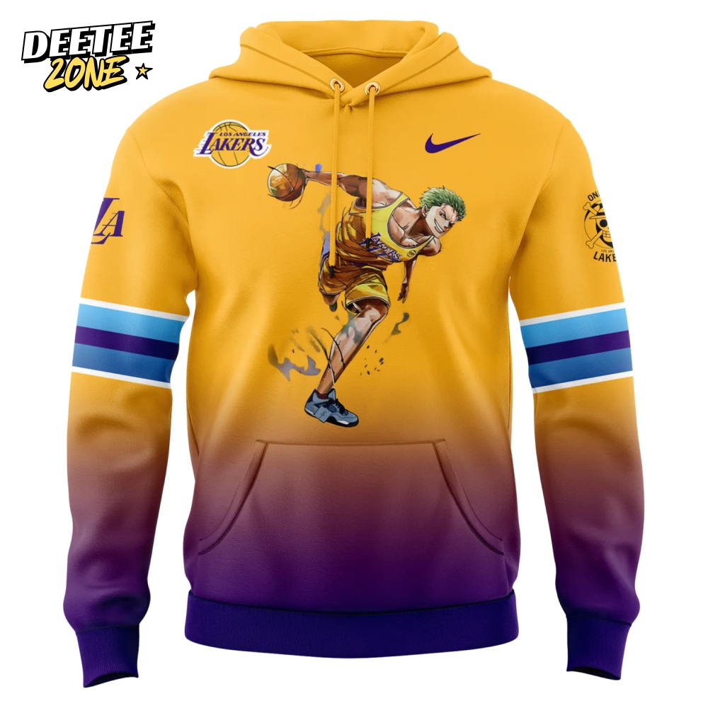 NBA Los Angeles Lakers Roronoa Zoro One Piece Hoodie Set Custom NBA Los Angeles Lakers Roronoa Zoro One Piece Hoodie Set Custom