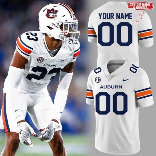 Auburn Tigers Custom Football Jersey – White