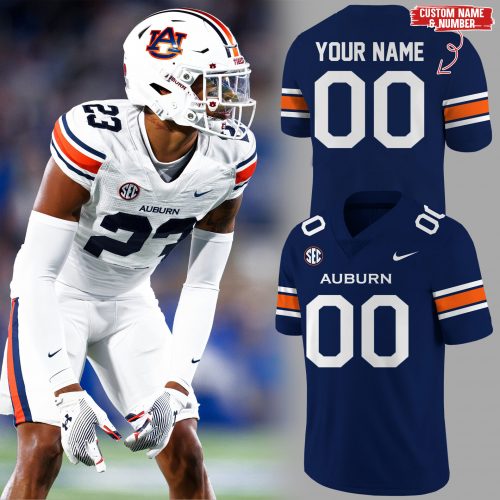 Auburn Tigers Custom Football Jersey – Blue