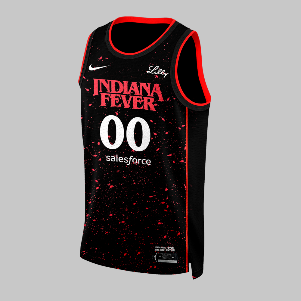 Indiana Fever x Stranger Things Rebel Swingman Limited Edition Black Basketball Jersey