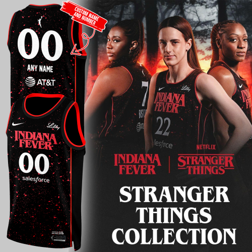 Indiana Fever x Stranger Things Rebel Swingman Limited Edition Black Basketball Jersey
