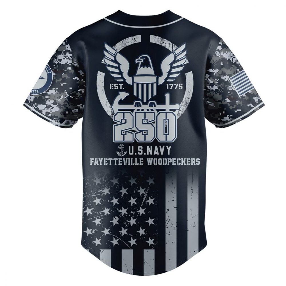 Fayetteville Woodpeckers MiLB x U.S.NAVY 250th Birthday Baseball Jersey