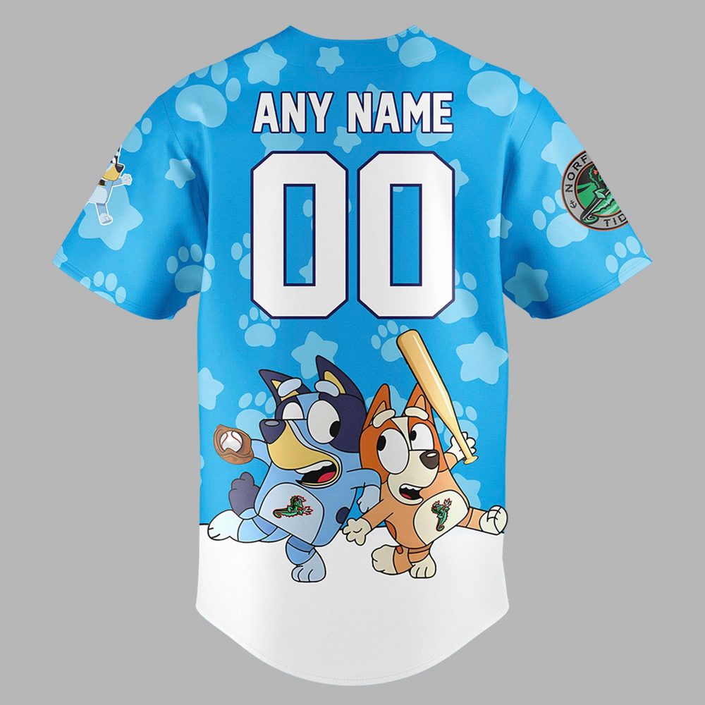 Norfolk Tides x Bluey Night 2025 Limited Baseball Jersey