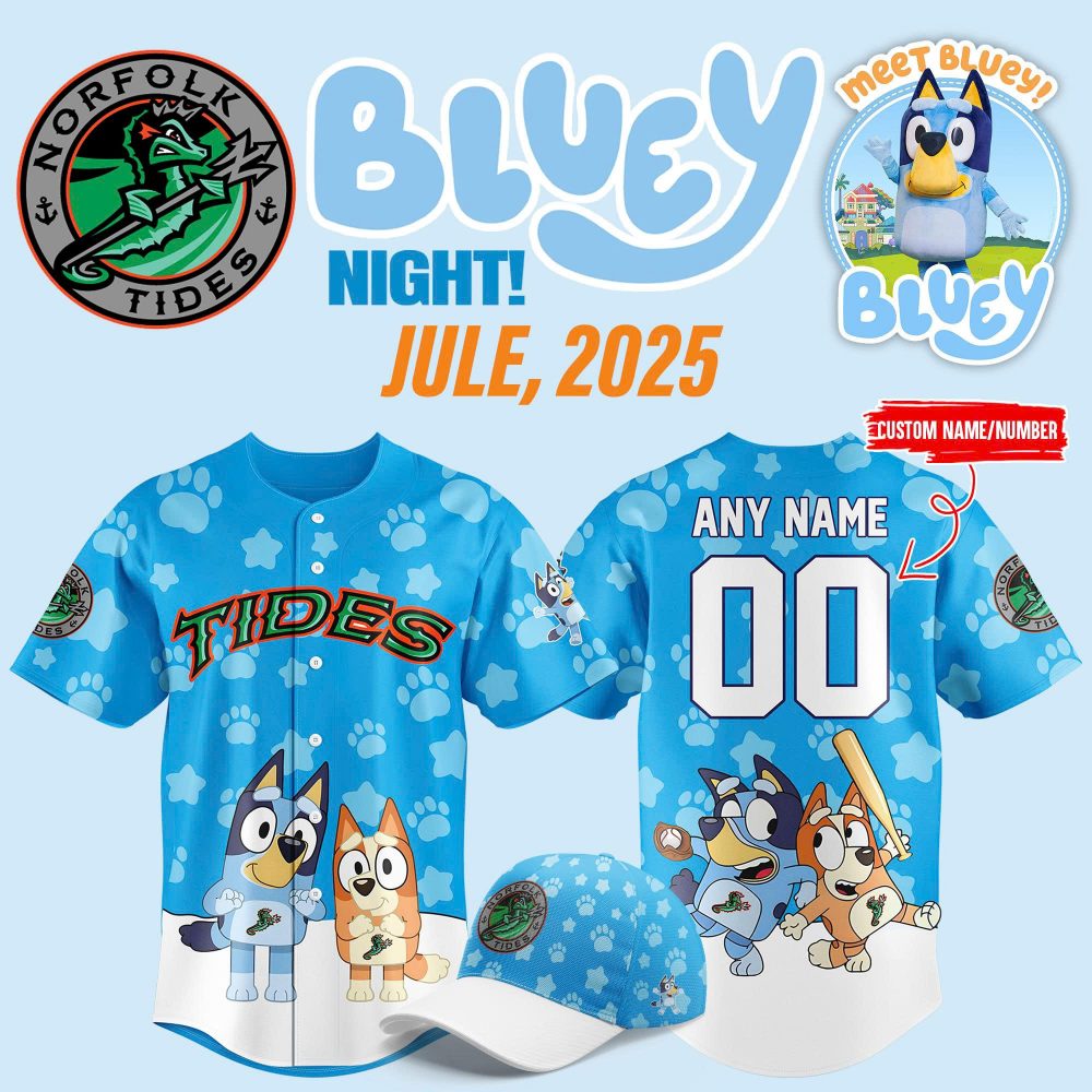 Norfolk Tides x Bluey Night 2025 Limited Baseball Jersey