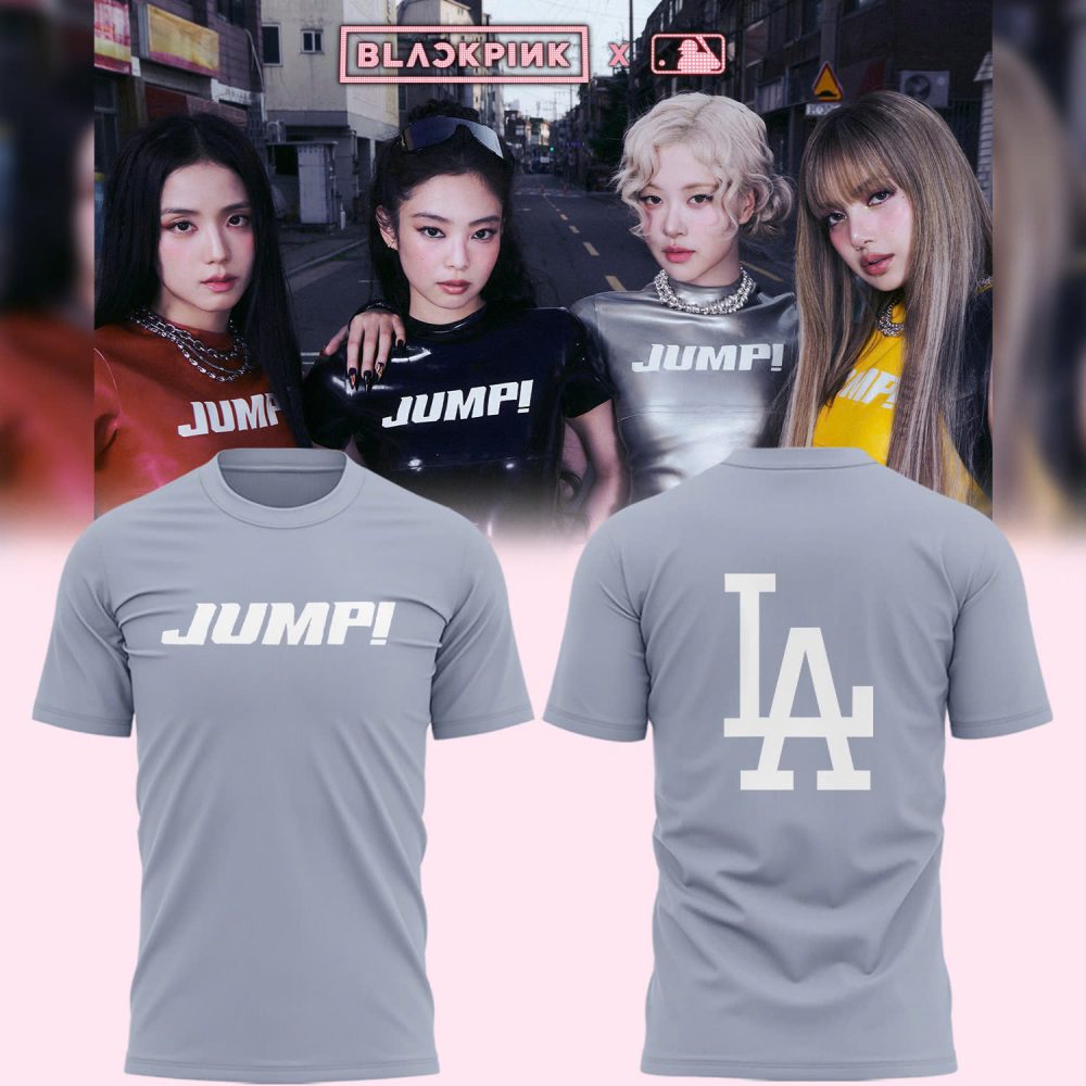 Los Angeles Dodgers x Blackpink “Jump!” For Fans Shirt – Gray