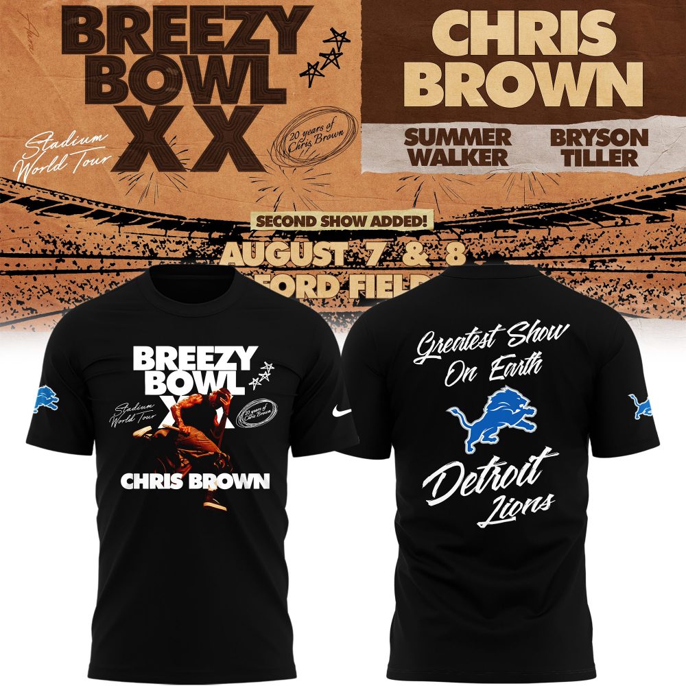 Detroit Lions x Chris Brown Breezy Bowl XX 2025 Tee