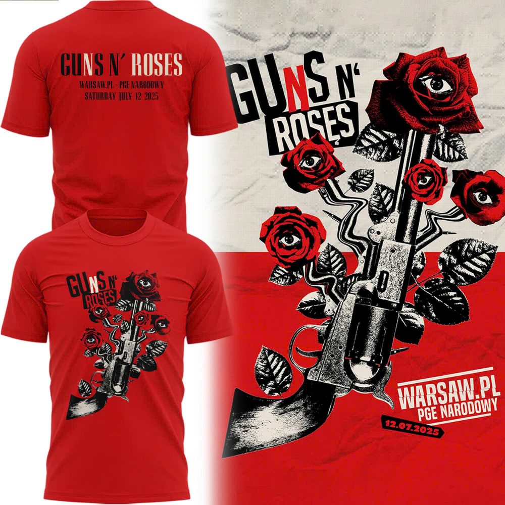Guns N’ Roses World Tour to Warsaw 2025 Shirt – Red