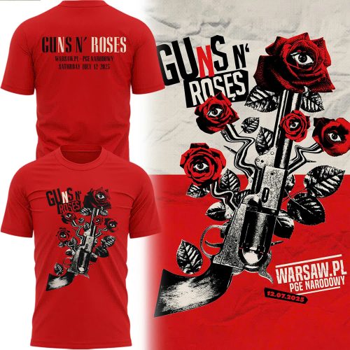 Guns N’ Roses World Tour to Warsaw 2025 Shirt – Red