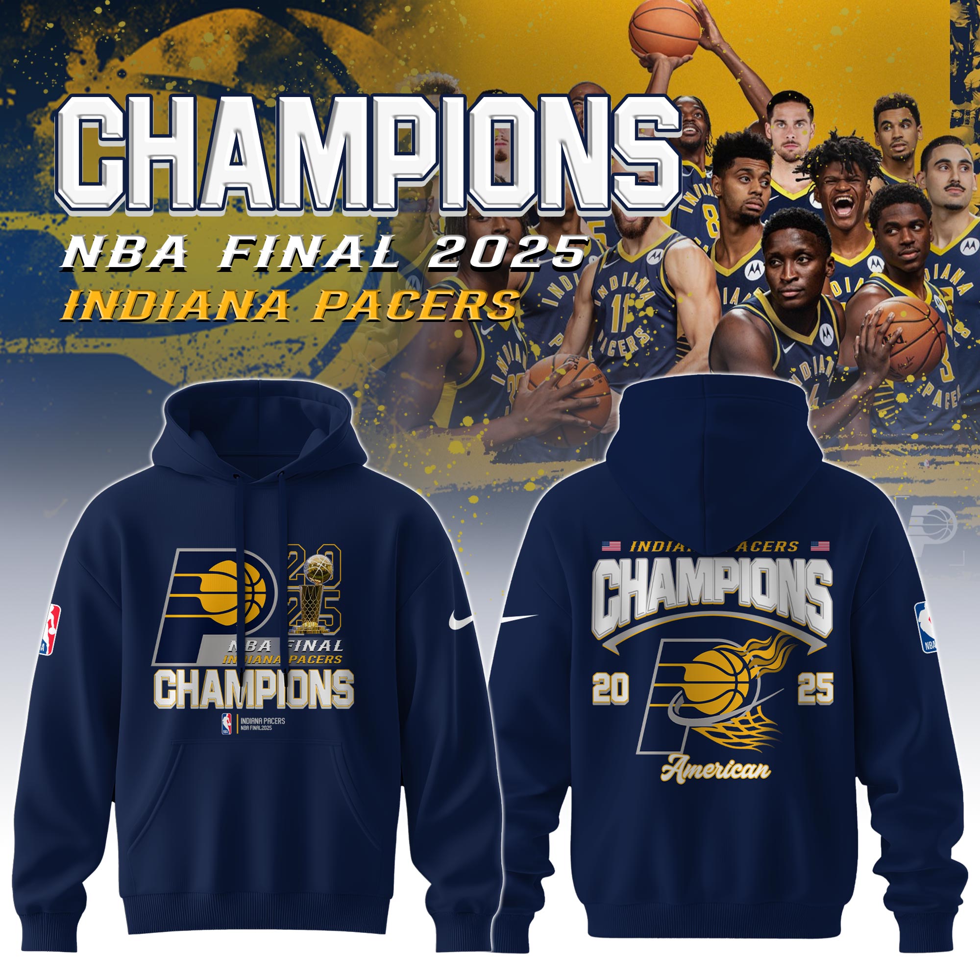 NBA Indiana Pacers Hoodie Set Custom 2025 Final Winners NBA Indiana Pacers Hoodie Set Custom 2025 Final Winners