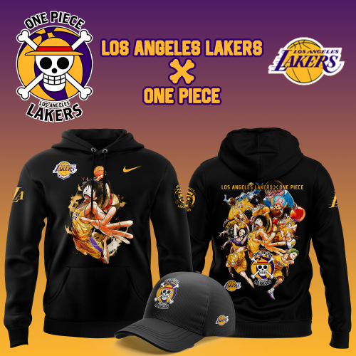 Monkey D. Luffy One Piece The Lakers NBA Black Hoodie Set Custom