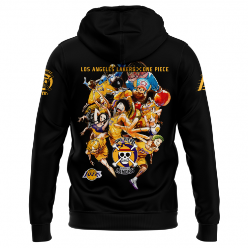 Monkey D. Luffy One Piece The Lakers NBA Black Hoodie Set Custom