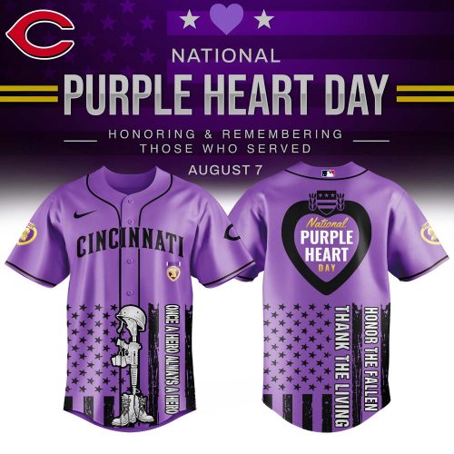 Cincinnati Reds MLB National Purple Heart Day Jersey 2025